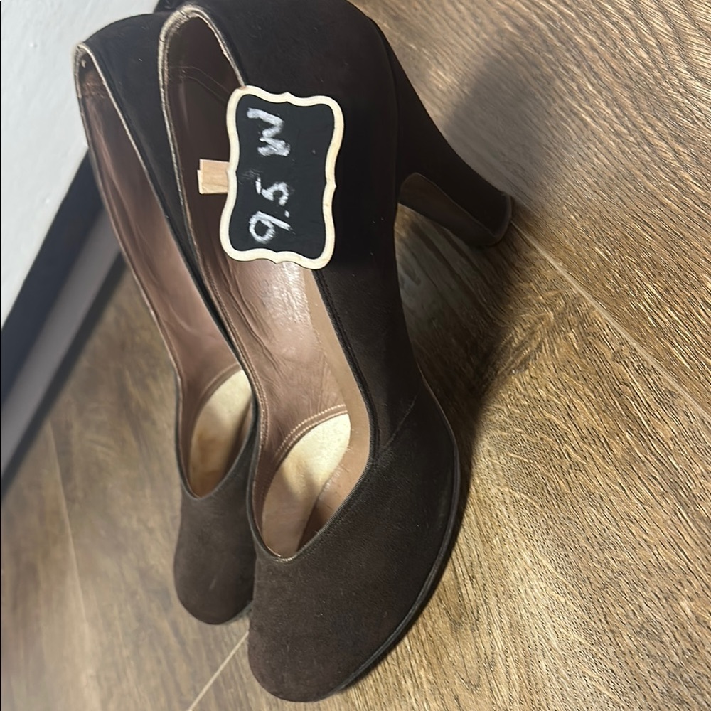 Chocolate Brown Wedge Heels with Suede Finish